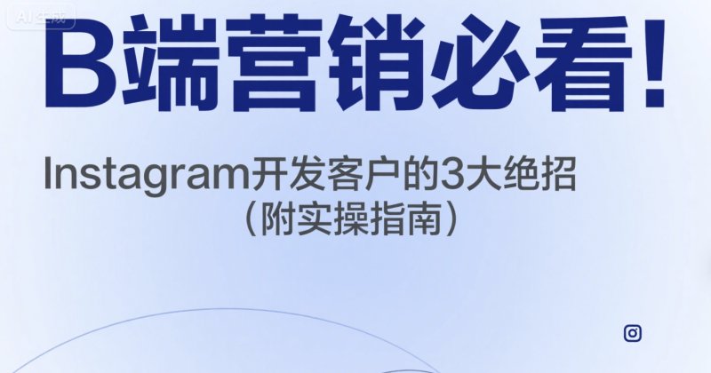 B端营销必看!Instagram开发客户的3大绝招(附实操指南) Facebook刷赞